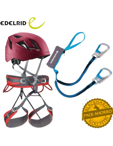 cala del molí - pack ferrata 3 elementos (arnés, casco, disipador)