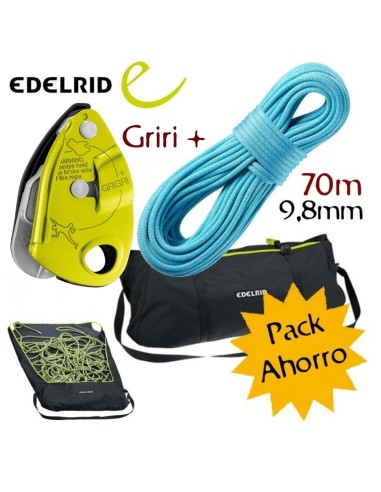 Pack Grigri PLUS + cuerda Edelrid Boa (70m) +bolsa liner
