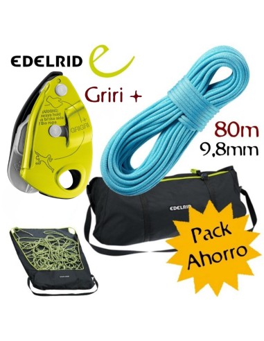 Pack Grigri PLUS + cuerda Edelrid Boa (80m) + bolsa liner
