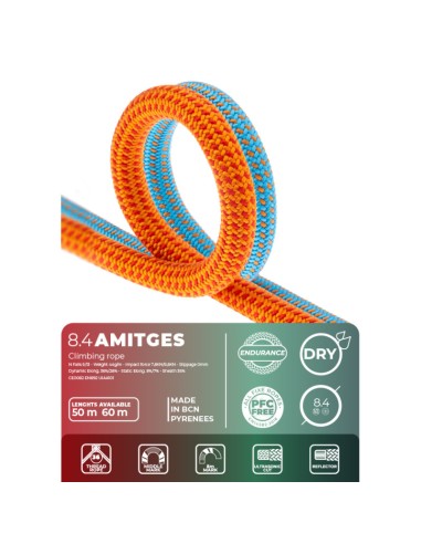 Pack 2 Amitges 8.4mm DRY Endurance (Blue/Orange) (60m) - Cuerda doble y gemela - Fixe/Roca