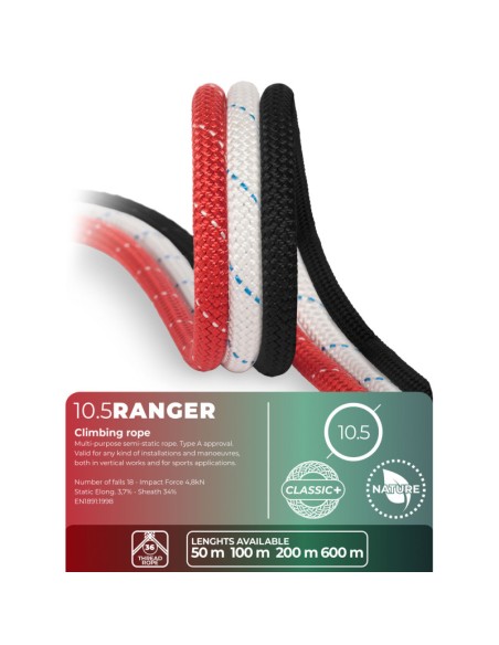 RANGER (Fire) 10,5mm (100m) - Cuerda semi-estática color Rojo - Fixe