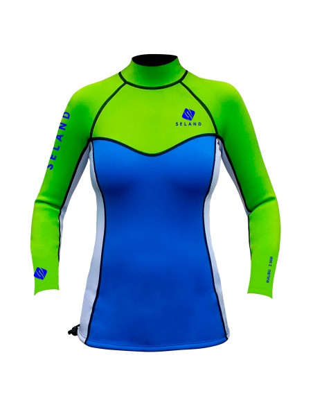 Malibu (Azul/Verde) - Chaquetilla neopreno 2mm mujer para barranquismo - Seland