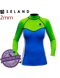 Malibu (Azul/Verde) - Chaquetilla neopreno 2mm mujer para barranquismo - Seland